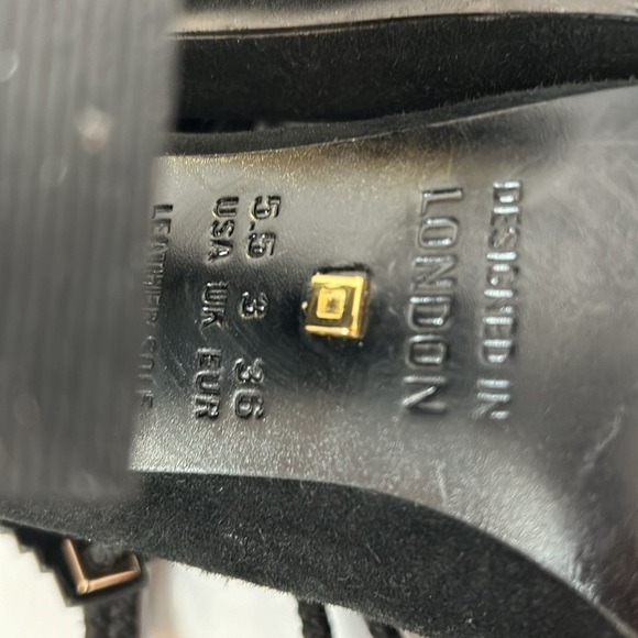 KAT MACONIE Betsy Suede Black Sandals Gold Heels Lace Up women’s size 5.5 - Picture 13 of 16